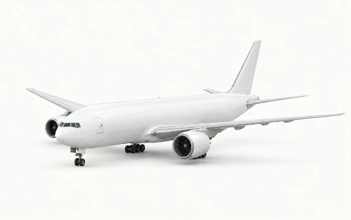Composición ilustrativa de un avión carguero sobre fondo blanco